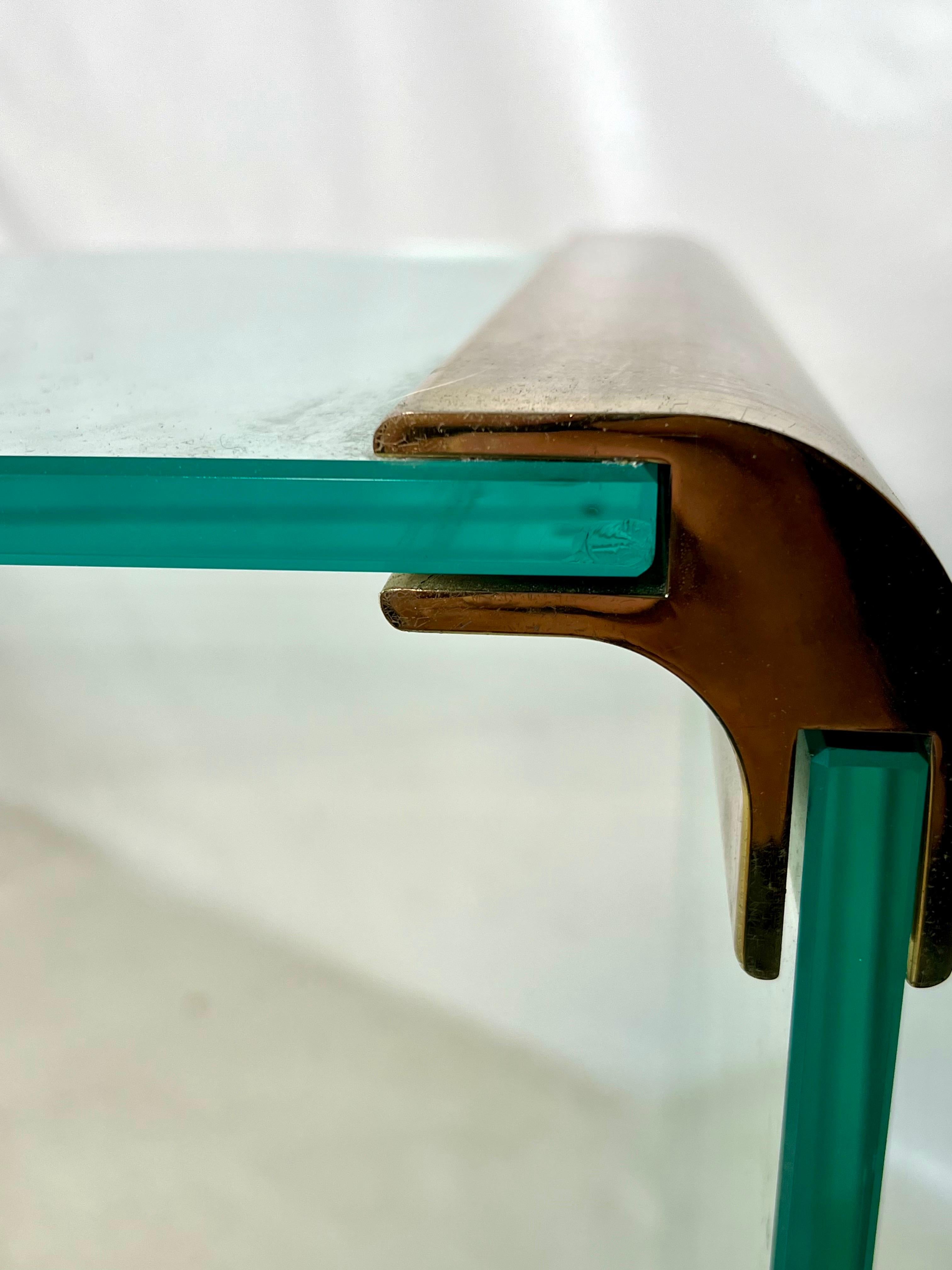 Leon Rosen for Pace Glass Waterfall Console Table For Sale 6