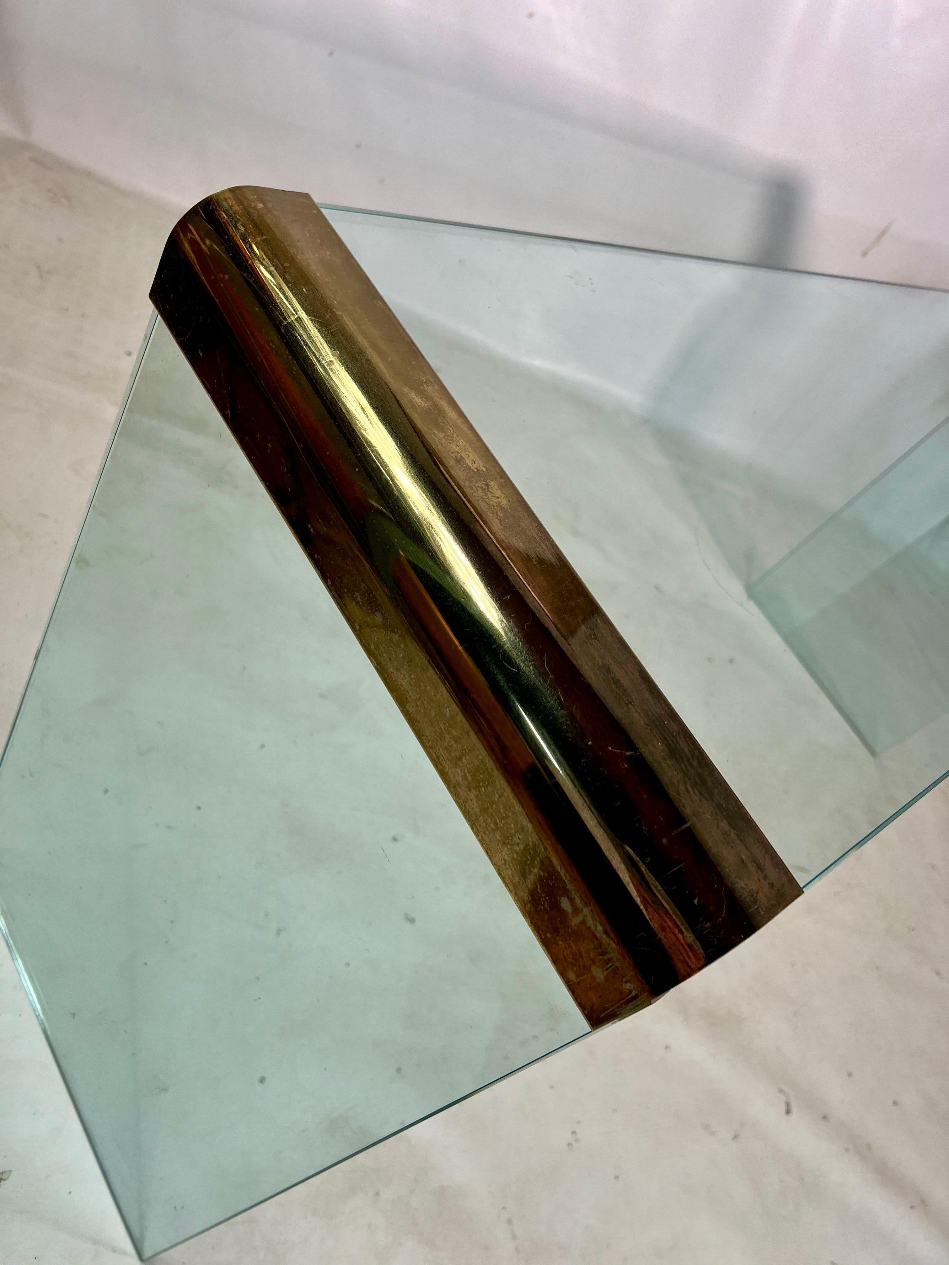 Late 20th Century Leon Rosen for Pace Glass Waterfall Console Table For Sale