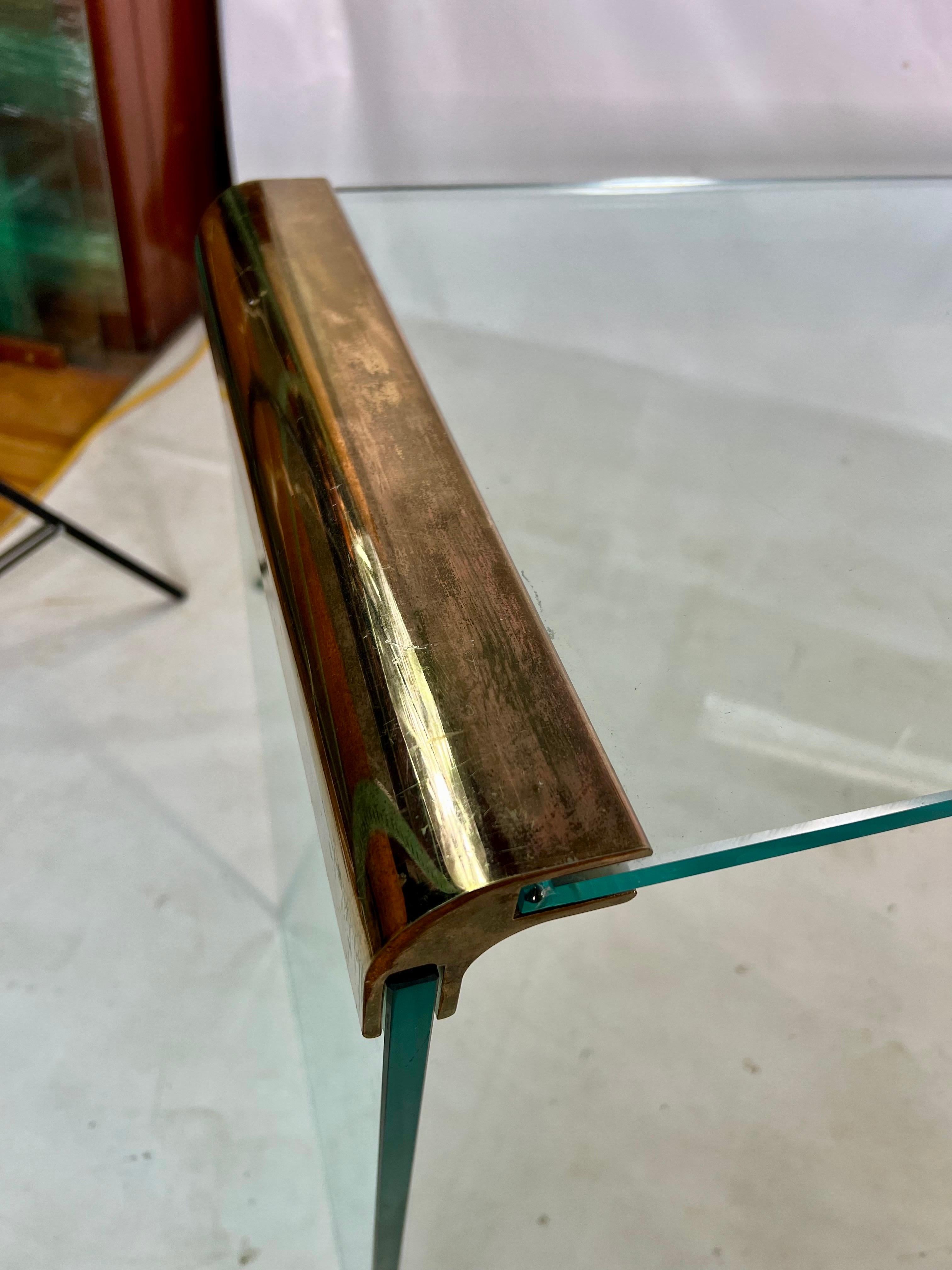 Leon Rosen for Pace Glass Waterfall Console Table For Sale 1