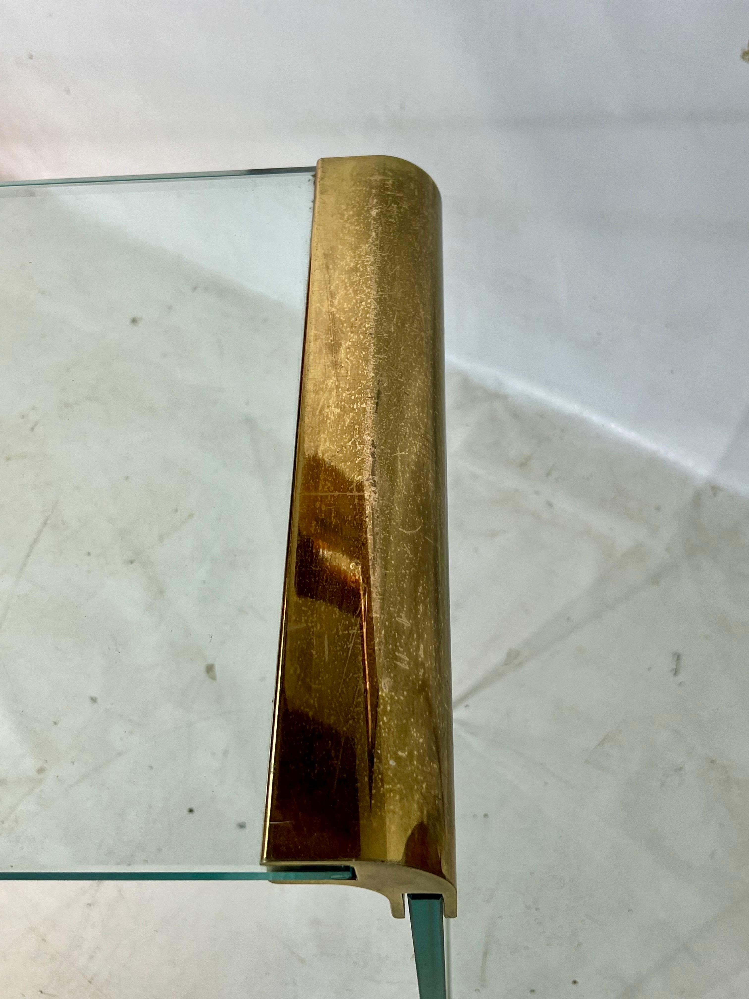 Leon Rosen for Pace Glass Waterfall Console Table For Sale 2