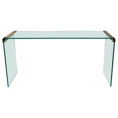 Leon Rosen for Pace Glass Waterfall Console Table