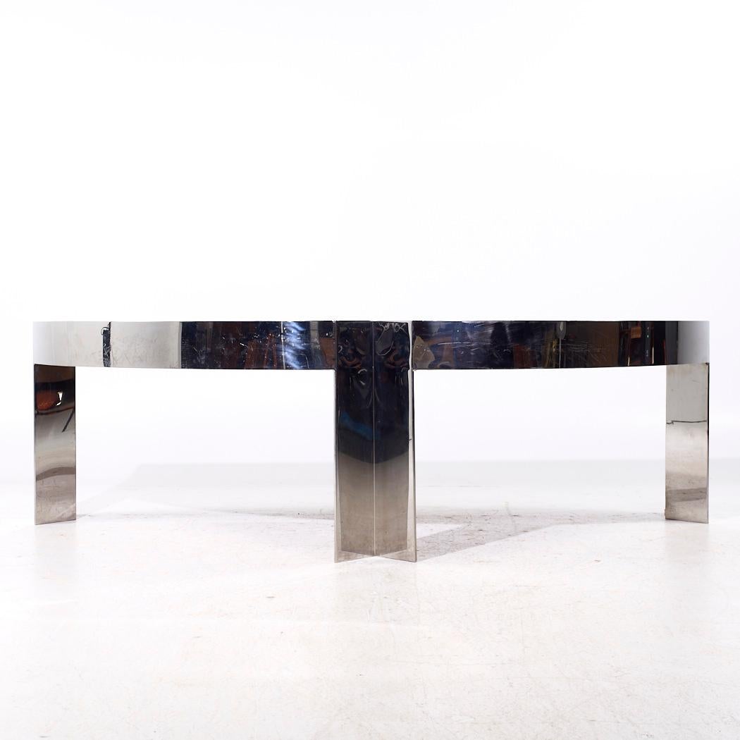 Leon Rosen for Pace Mezzaluna Mid Century Burlwood and Stainless Steel Desk In Good Condition For Sale In Countryside, IL