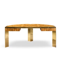 Leon Rosen für Pace Mid Century Wurzelholz und Messing Chefschreibtisch