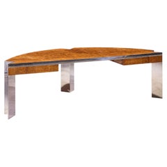 Leon Rosen for Pace Mid Century Burlwood and Chrome Executive Desk