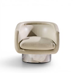 Leon Rosen for Pace Mid Century Chrome Swivel Lounge Chair
