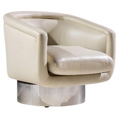 Leon Rosen for Pace Mid Century Chrome Swivel Lounge Chair