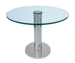 Leon Rosen per Leon Pace Tavolino o tavolino in vetro e cromo di metà secolo moderno