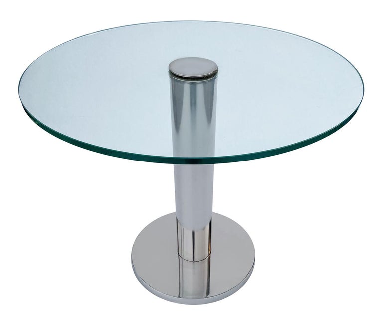 Leon Rosen for Pace Mid-Century Modern Chrome & Glass Side Table or End Table In Good Condition For Sale In Philadelphia, PA