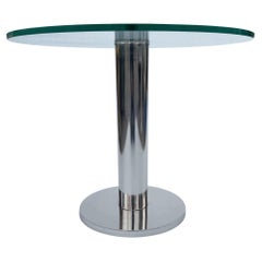 Leon Rosen for Pace Mid-Century Modern Chrome & Glass Side Table or End Table
