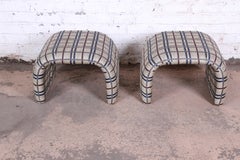 Leon Rosen for Pace Mid-Century Modern Waterfall Stools or Ottomans, Pair