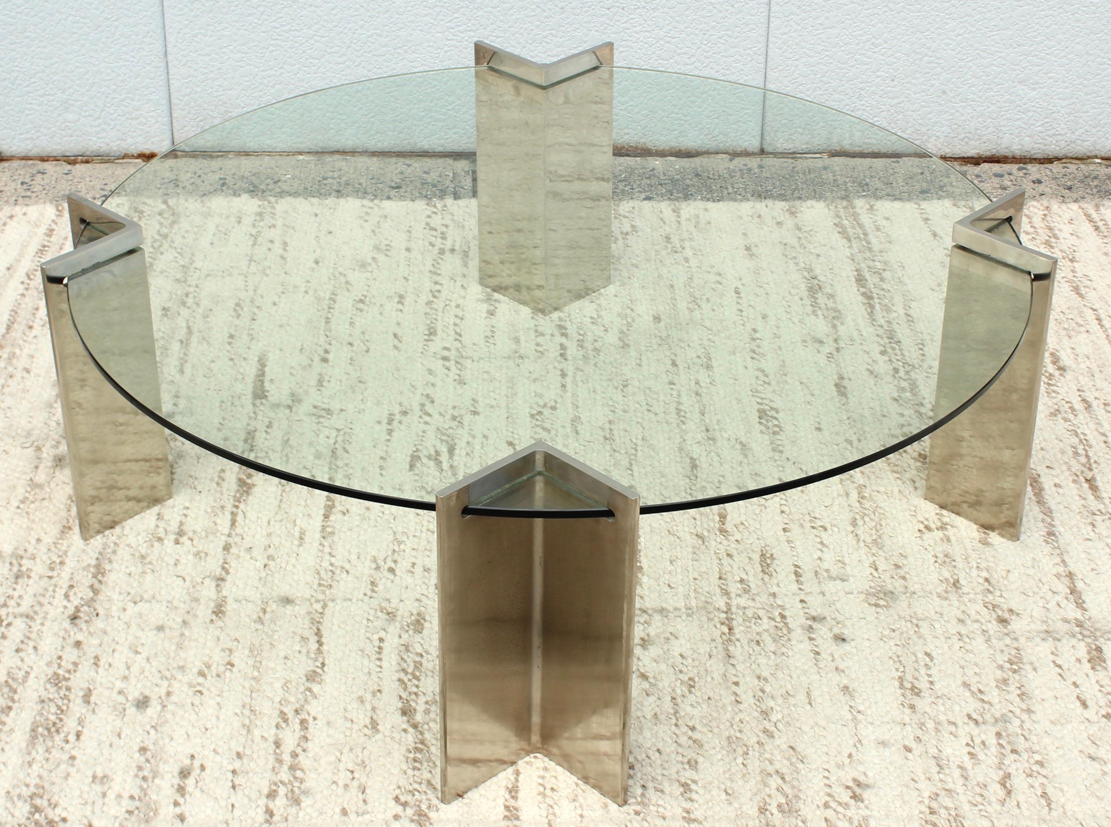 Leon Rosen For Pace Modernist Steel and Glass Coffee Table In Good Condition In New York, NY