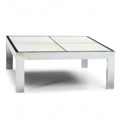 Leon Rosen for Pace Portuguese Marble and Polished Steel Coffee Table
