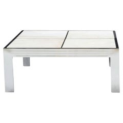 Leon Rosen for Pace Portuguese Marble and Polished Steel Coffee Table