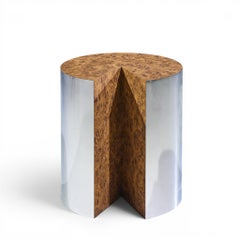 Leon Rosen for Pace Style Mid Century Pac-Man Chrome Drum Table