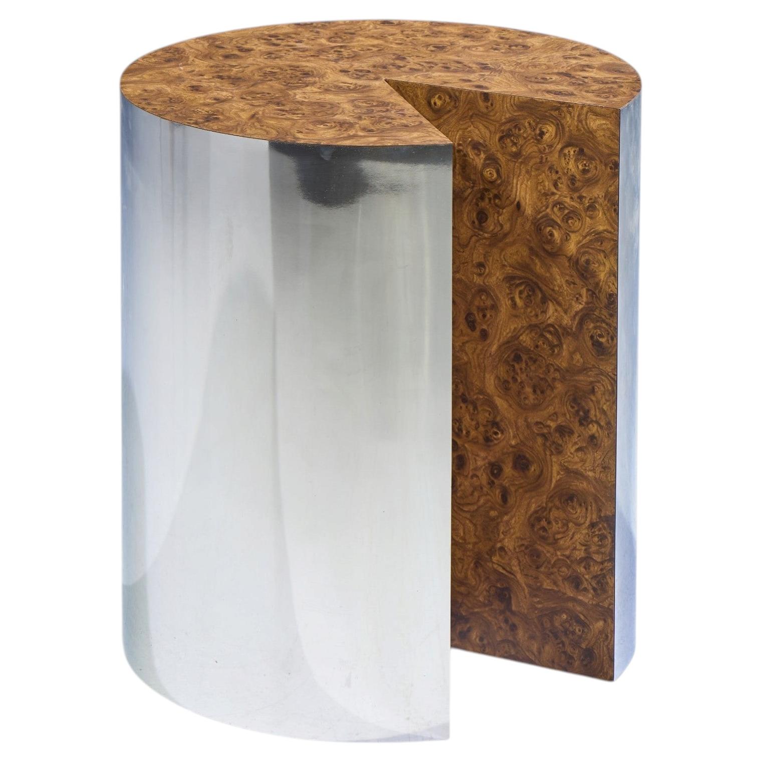 Leon Rosen for Pace Style Mid Century Pac-Man Chrome Drum Table For Sale
