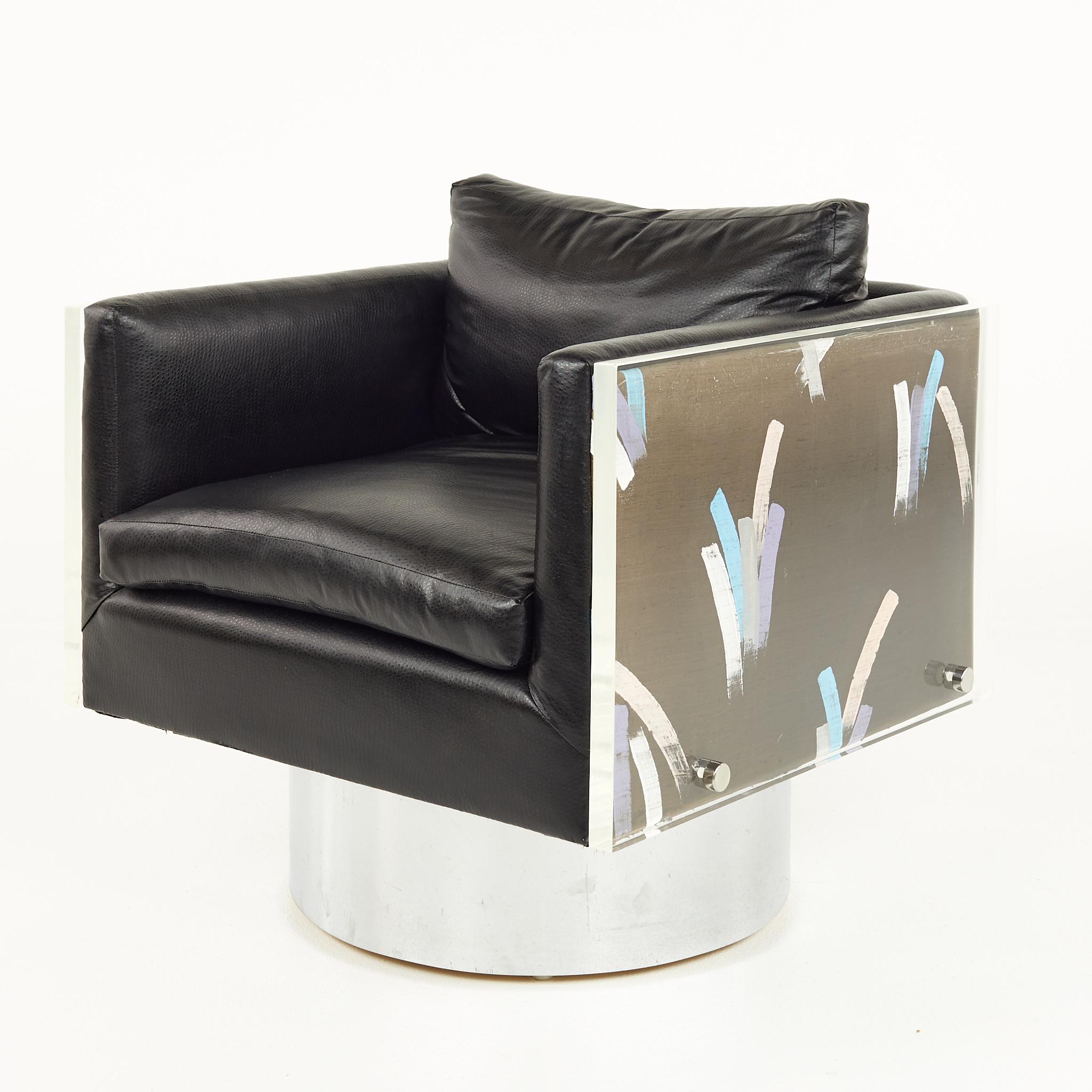 Contemporary Leon Rosen for Pace Style Post Modern Lucite Cube Lounge Chairs