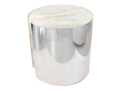 Leon Rosen For Pace, The Iconic” Pac-Man” Stainless Steel And Onyx Side Table