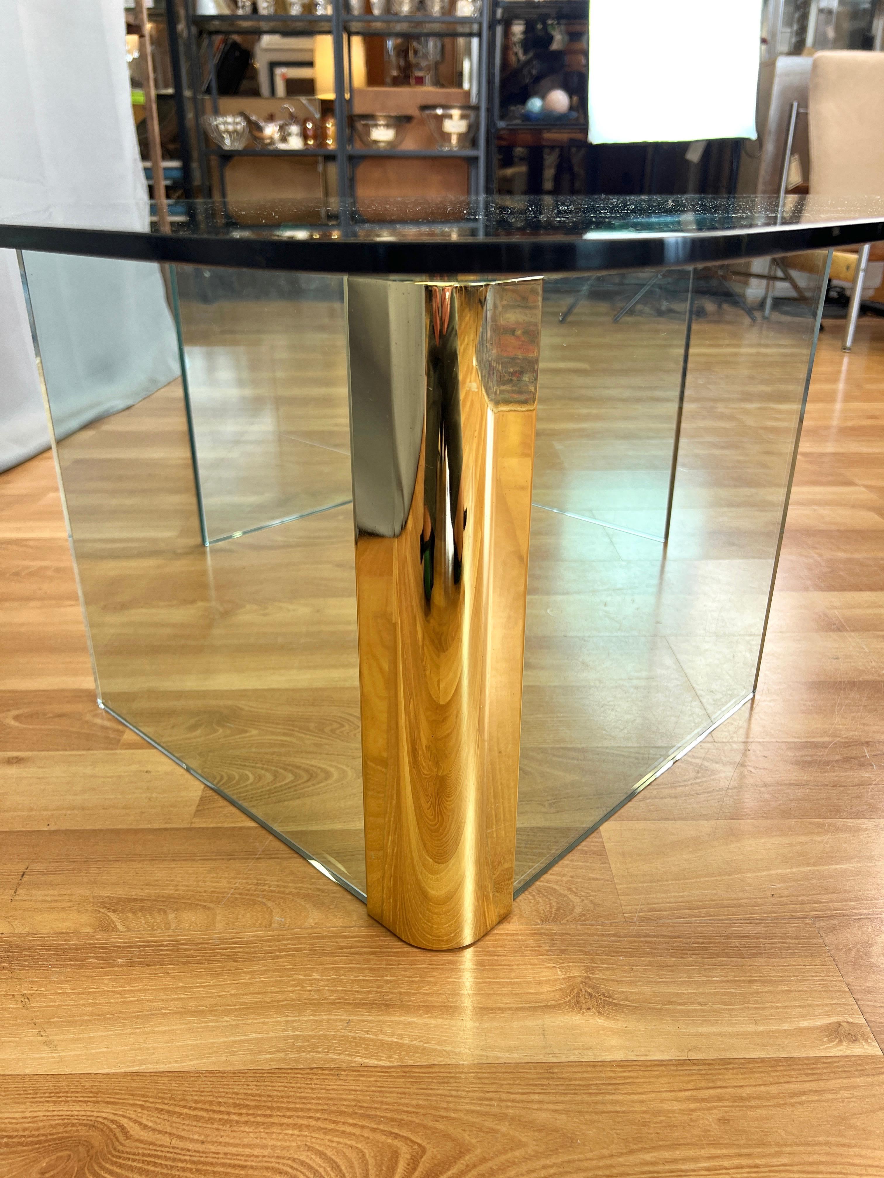 Leon Rosen for The Pace Collection Brass and Glass Coffee Table, 1970s For Sale 4