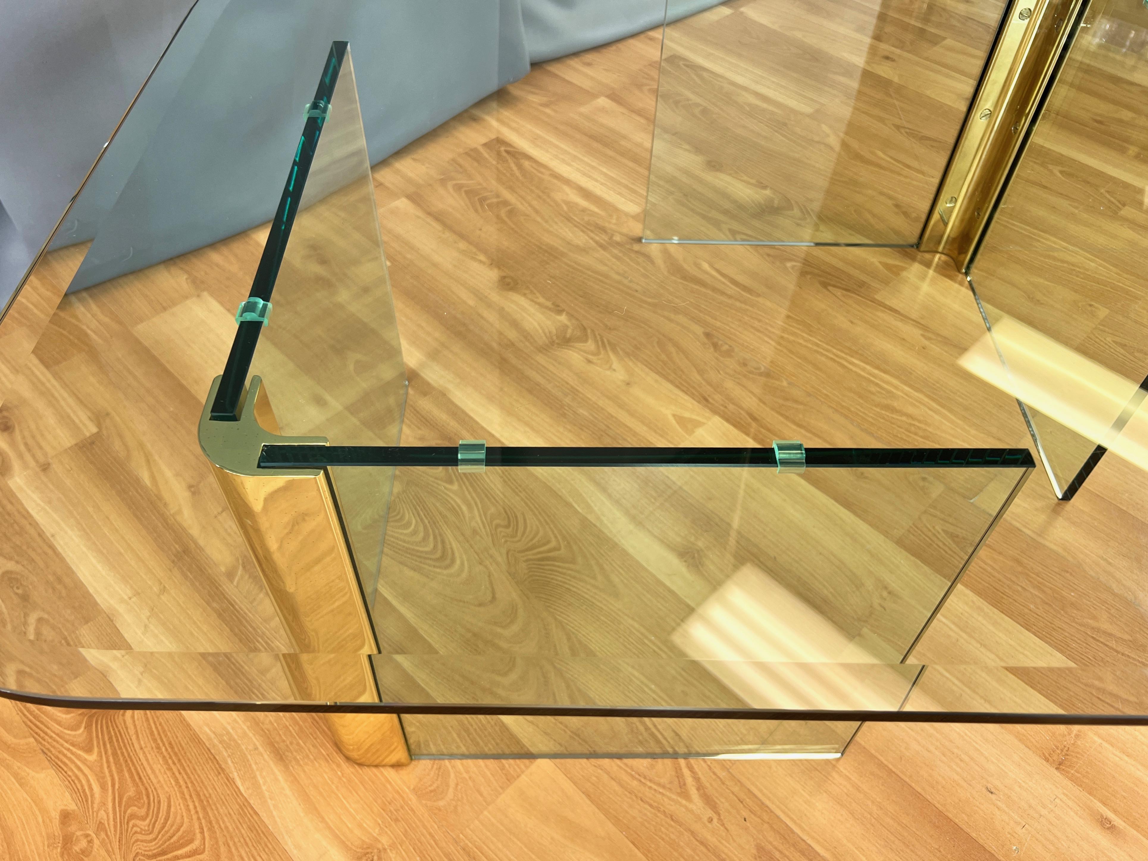 Leon Rosen for The Pace Collection Brass and Glass Coffee Table, 1970s For Sale 6