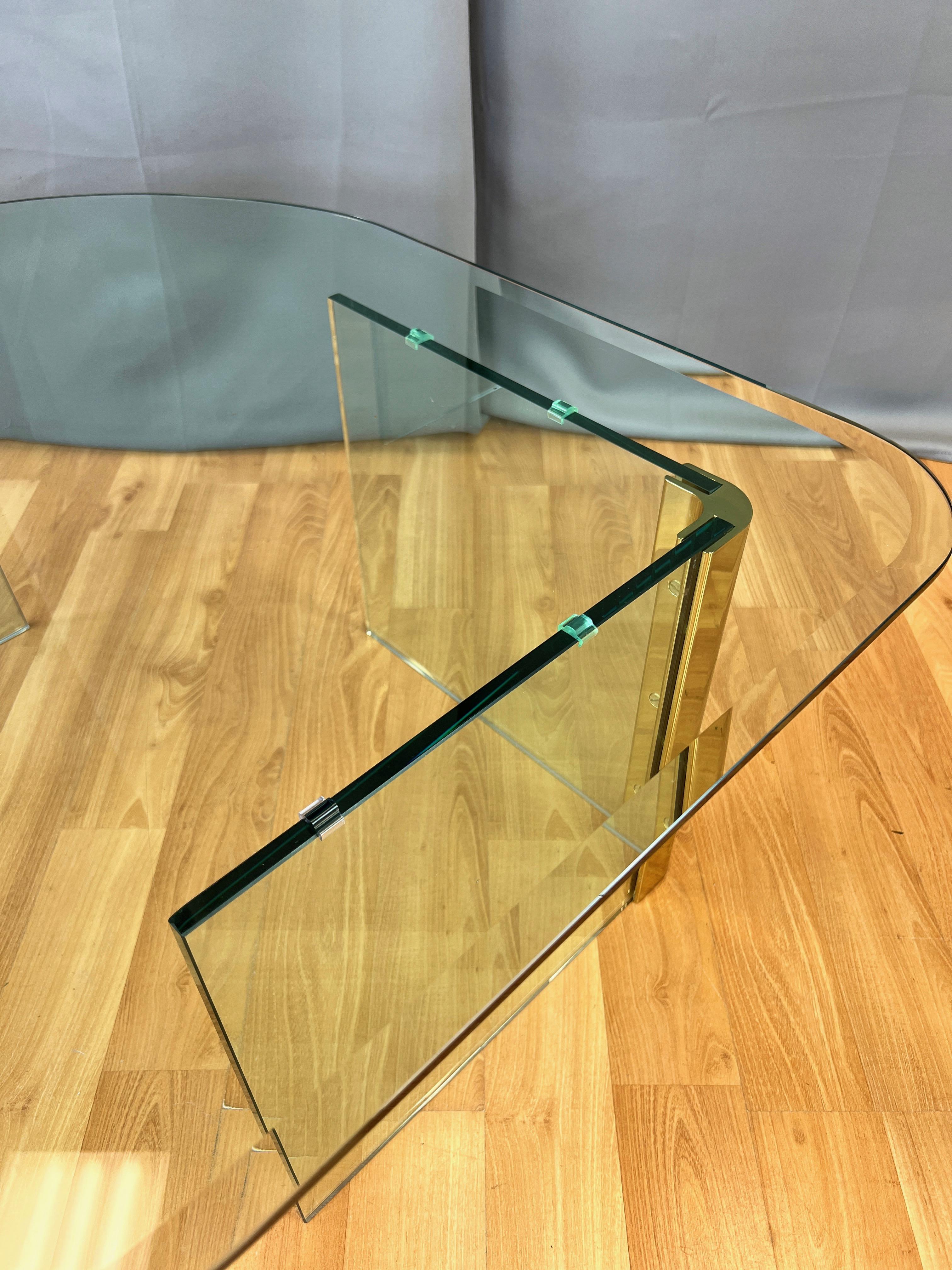 Leon Rosen for The Pace Collection Brass and Glass Coffee Table, 1970s For Sale 7