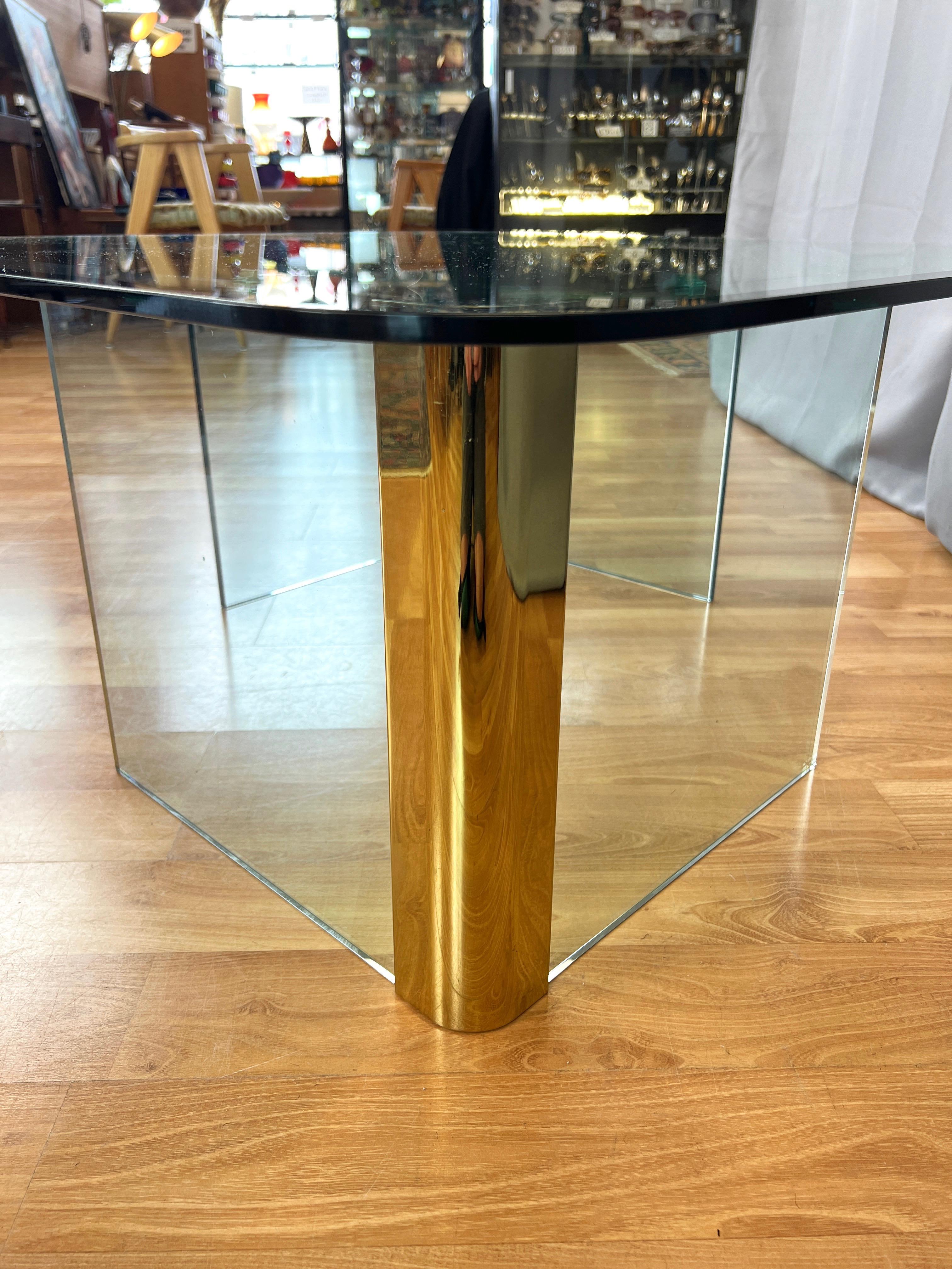 Leon Rosen for The Pace Collection Brass and Glass Coffee Table, 1970s For Sale 9