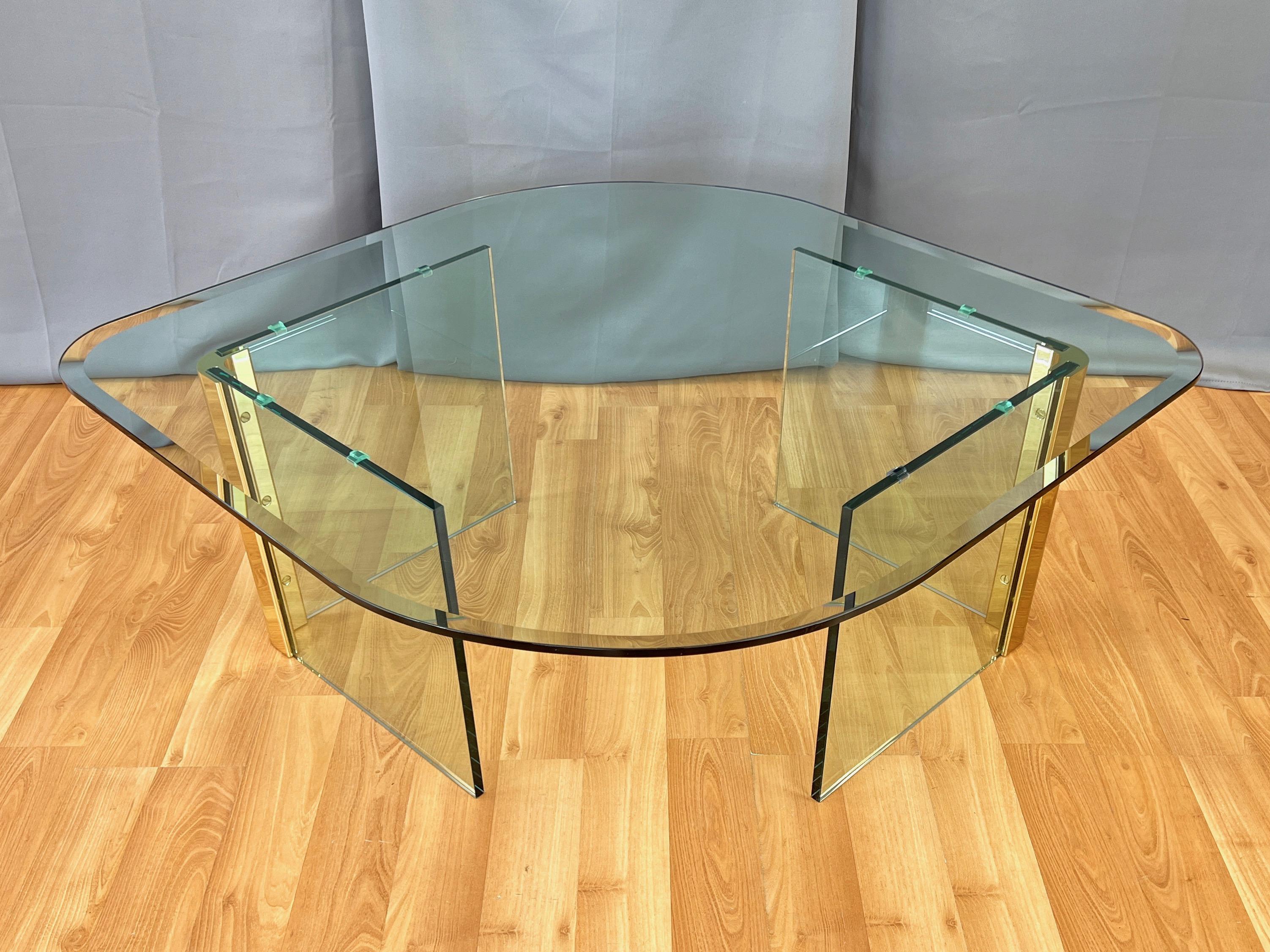 Leon Rosen for The Pace Collection Brass and Glass Coffee Table, 1970s In Good Condition For Sale In San Francisco, CA