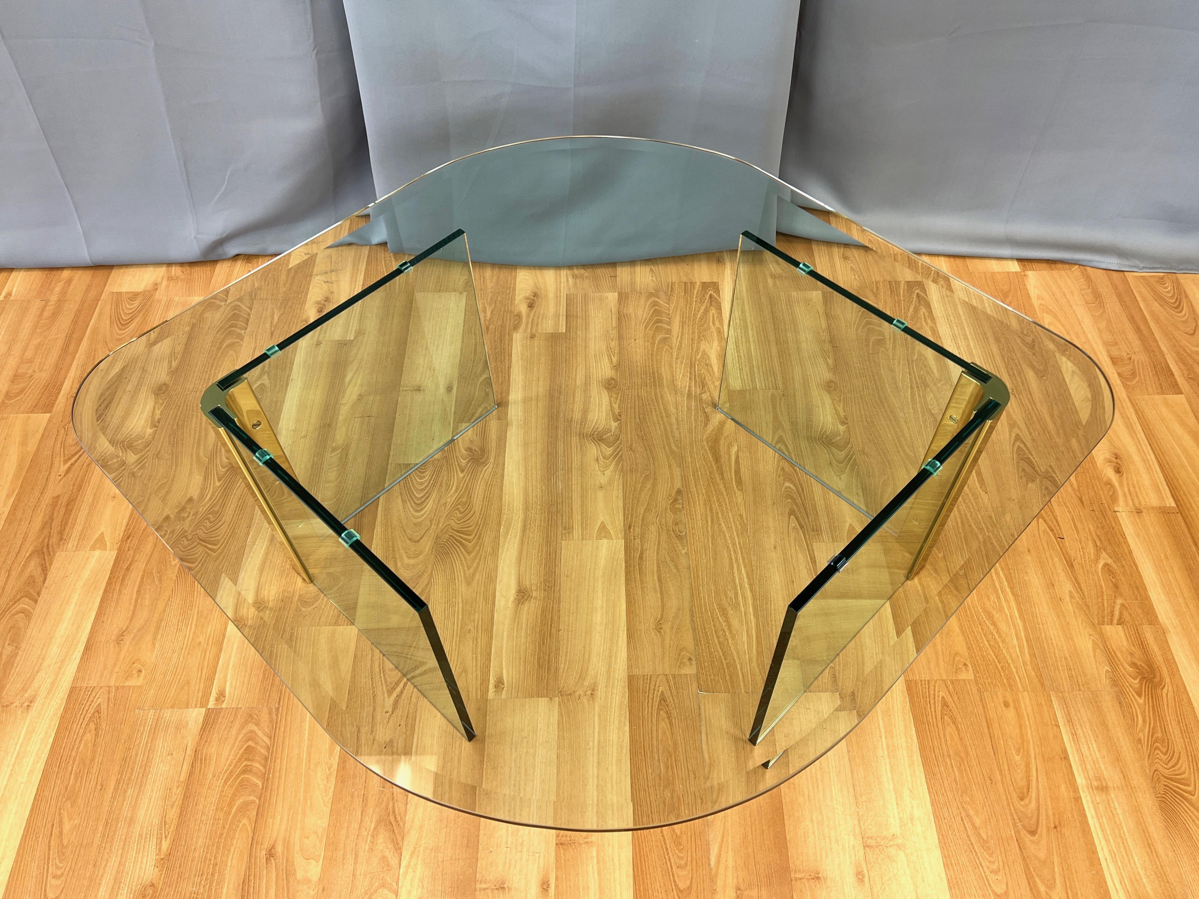 Late 20th Century Leon Rosen for The Pace Collection Brass and Glass Coffee Table, 1970s For Sale