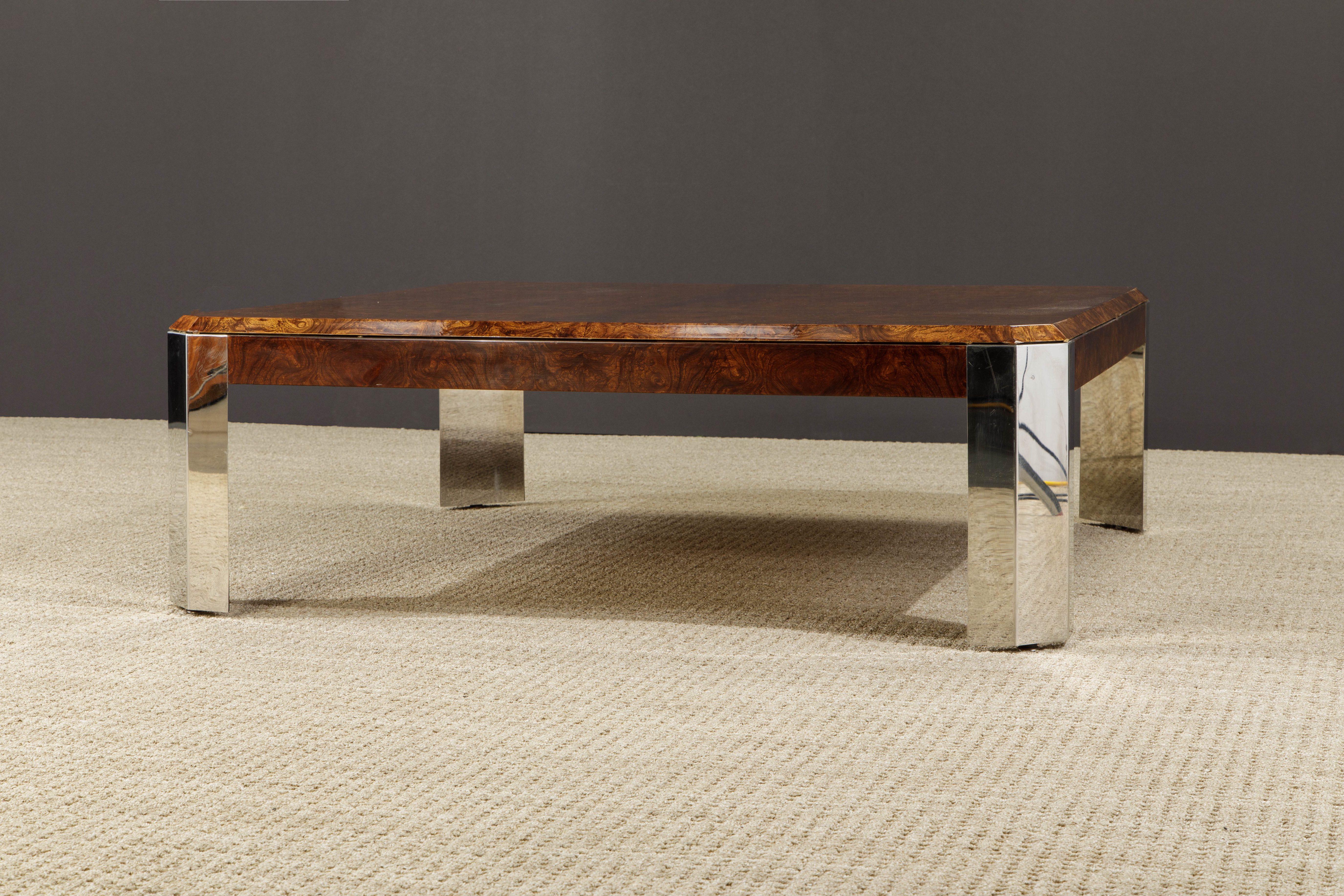 Mid-Century Modern Leon Rosen for the Pace Collection Burled Wood Coffee Table, circa 1970s