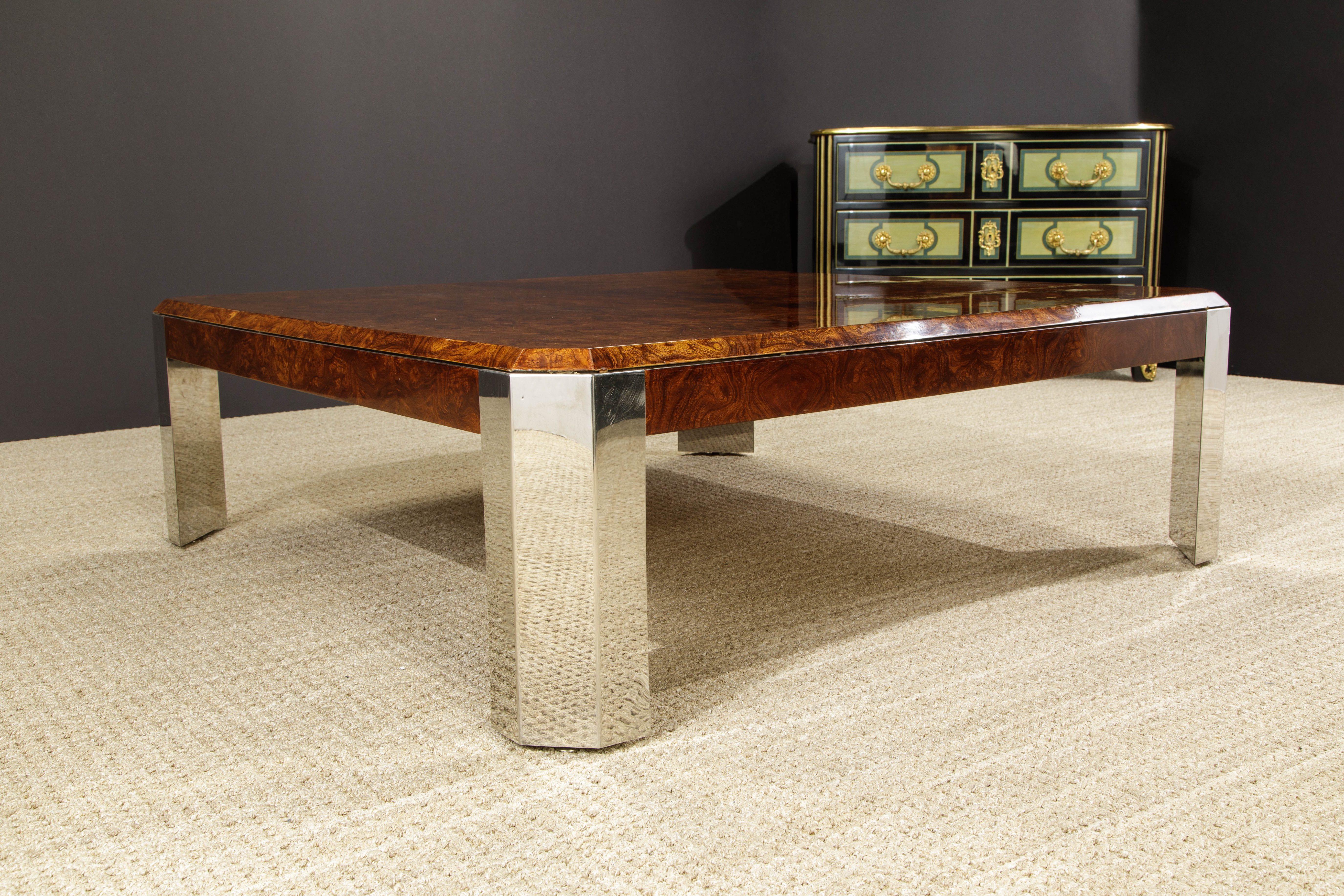 American Leon Rosen for the Pace Collection Burled Wood Coffee Table, circa 1970s