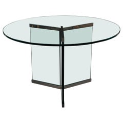 Leon Rosen Pace Chrome and Glass Round Breakfast Table