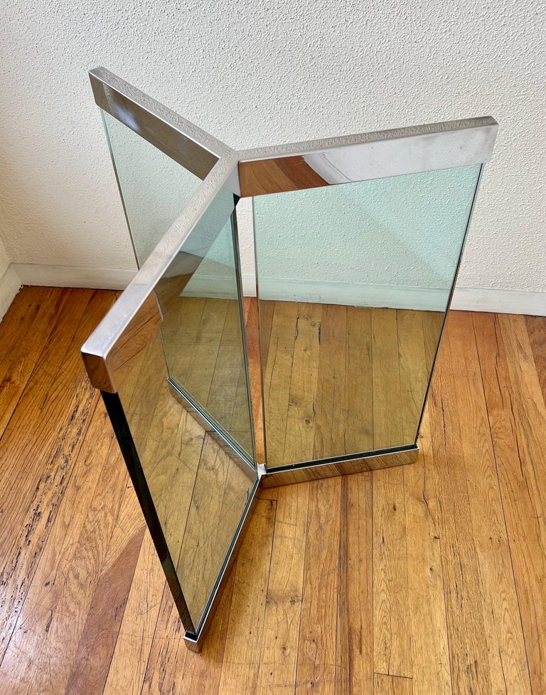 Leon Rosen Pace Chrome and Glass Round Breakfast Delta Table Base Postmodern For Sale at 1stDibs