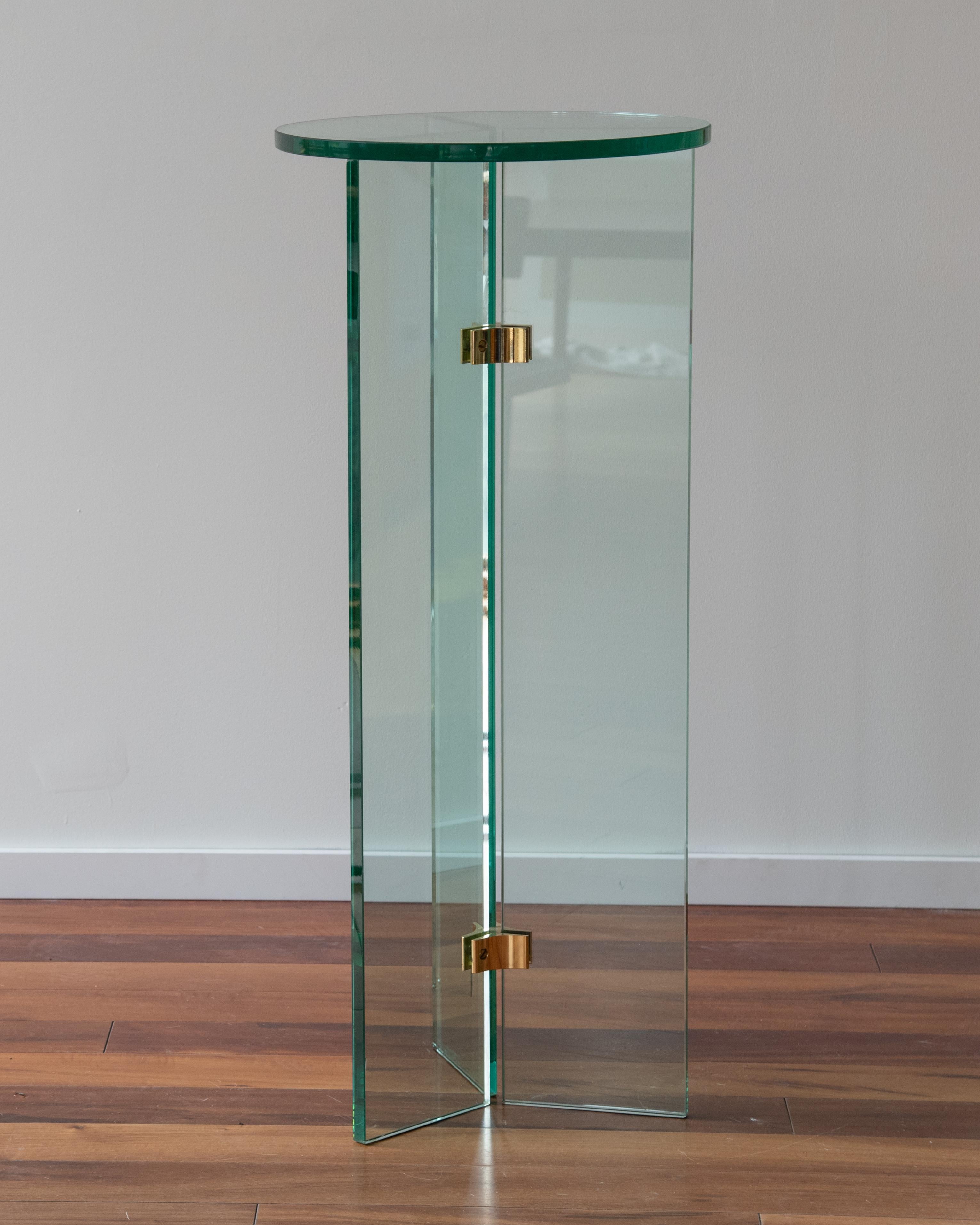 American Leon Rosen Pace Collection Brass Glass Pedestal Sculpture Stand For Sale