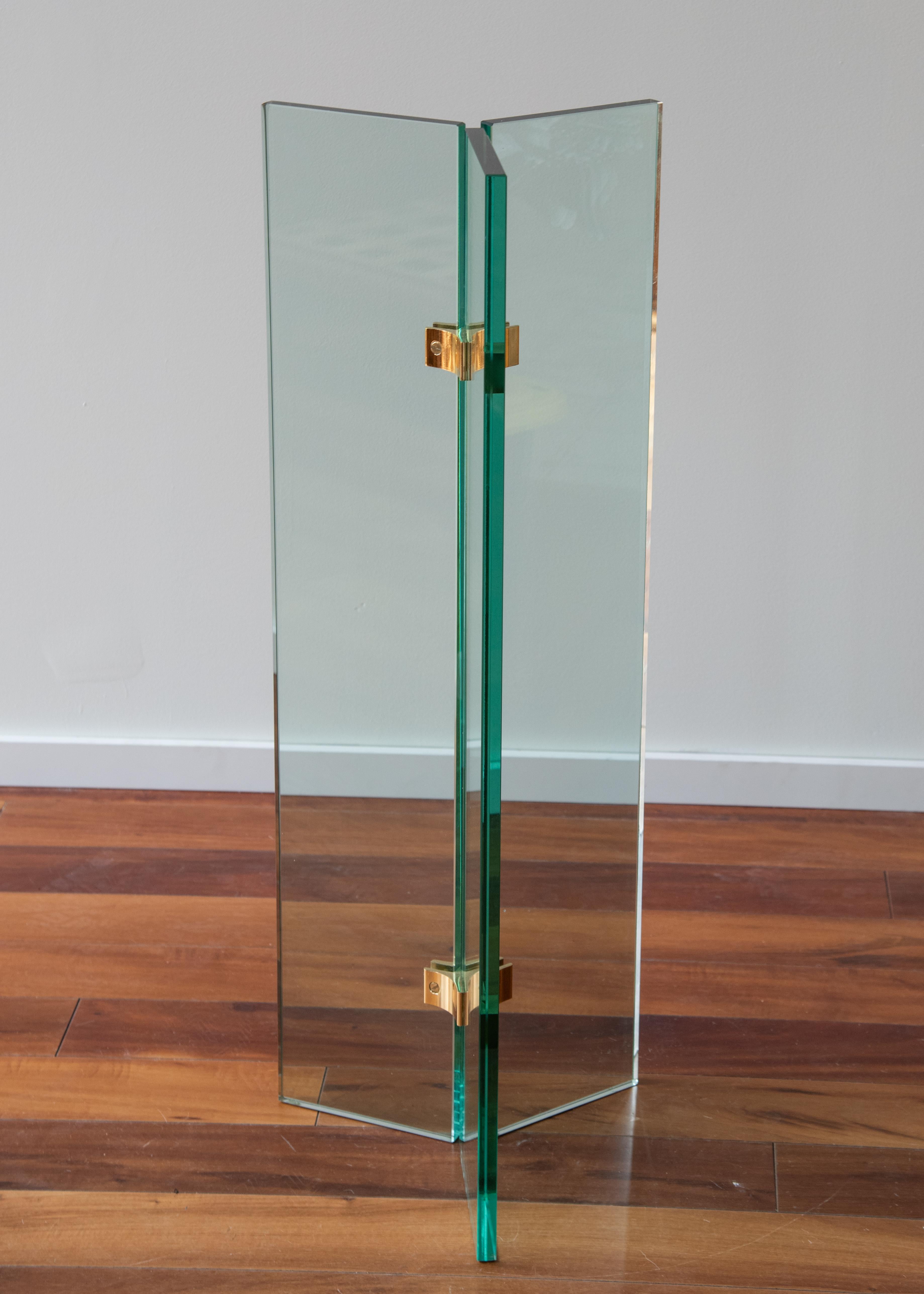 Leon Rosen Pace Collection Brass Glass Pedestal Sculpture Stand For Sale 1