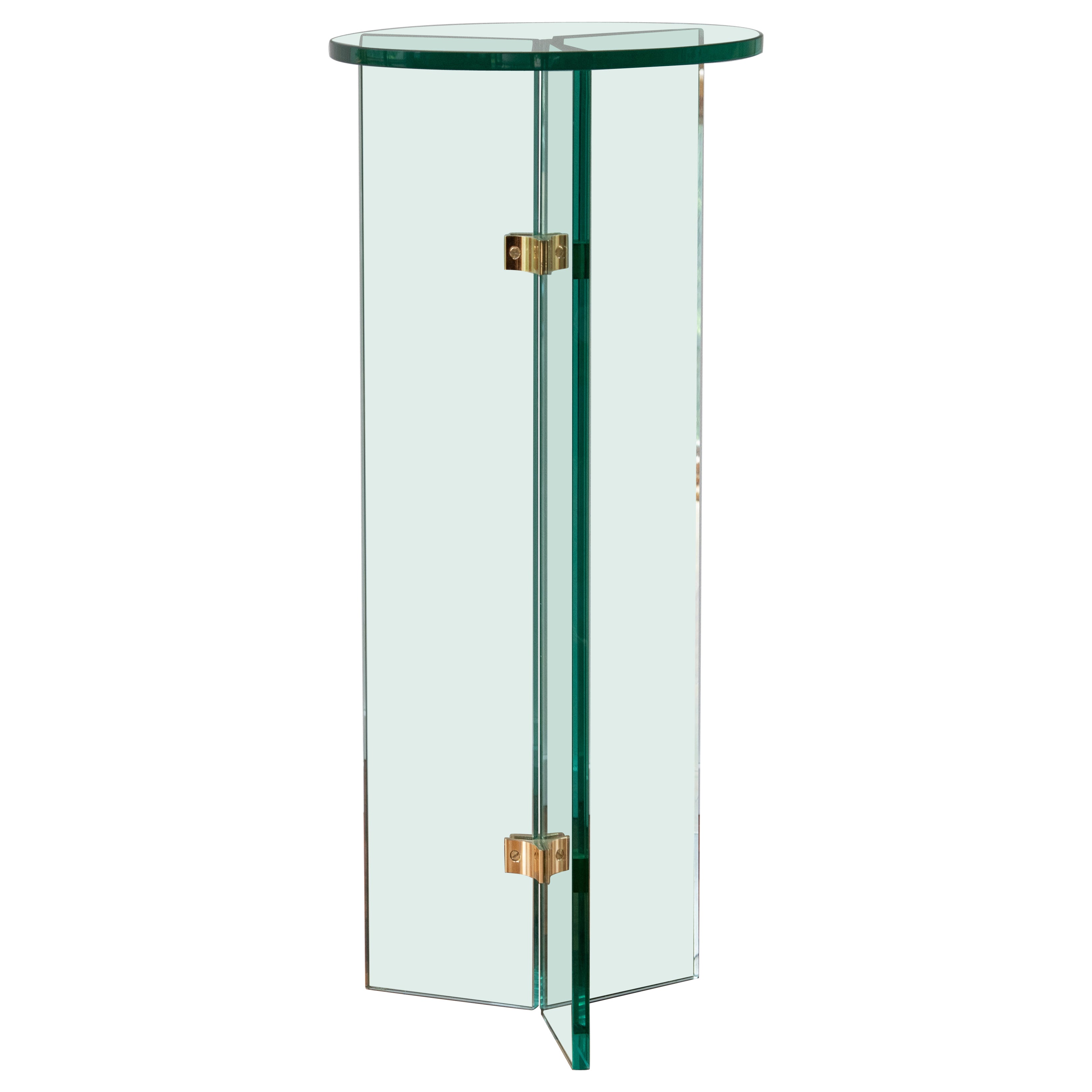 Leon Rosen Pace Collection Brass Glass Pedestal Sculpture Stand For Sale