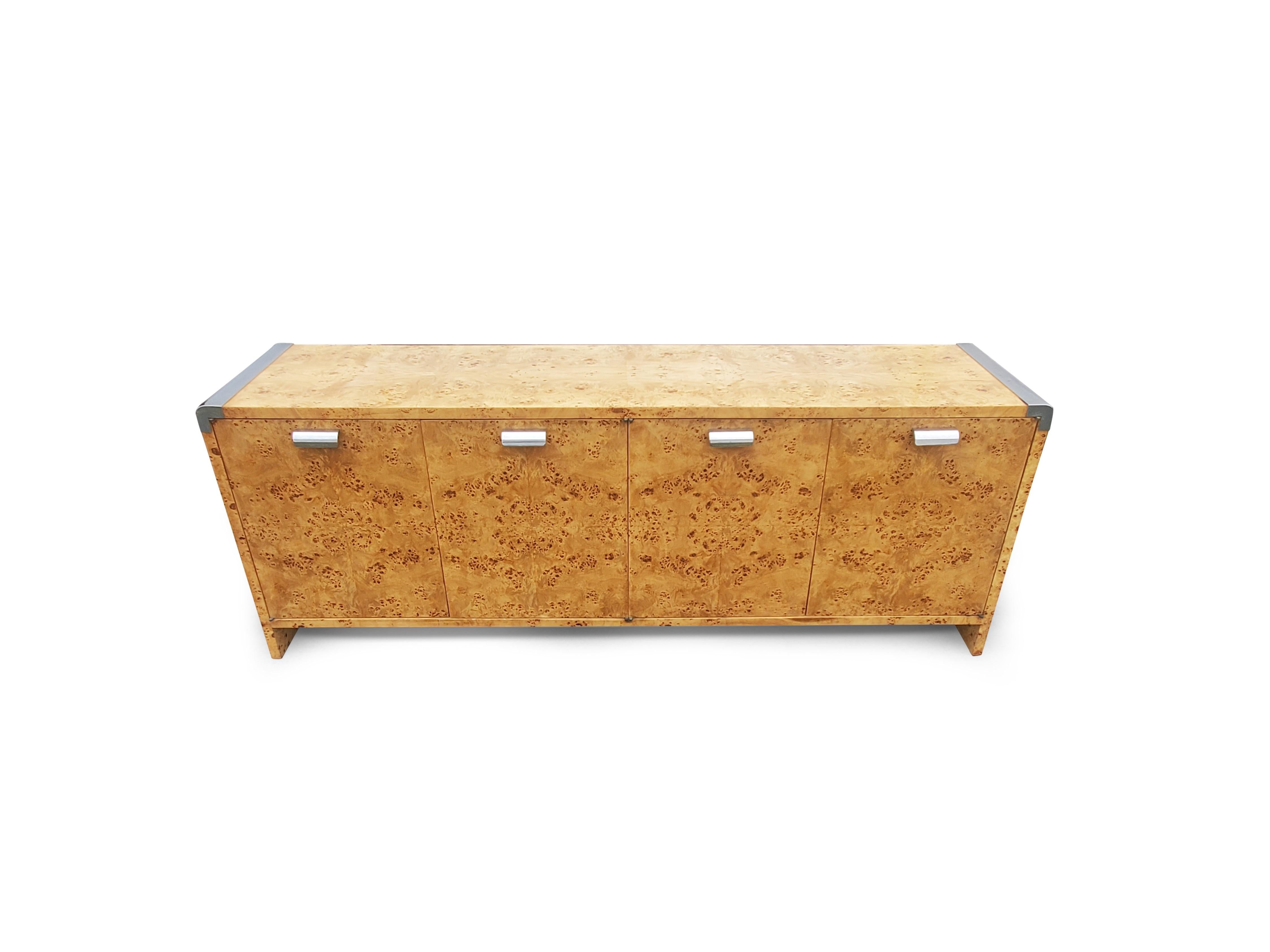 Leon Rosen Pace Collection burl wood credenza.
