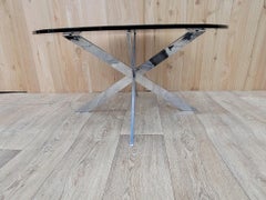 Leon Rosen Pace Collection Chrome JAX-Double X Base Tinted Glass Coffee Table