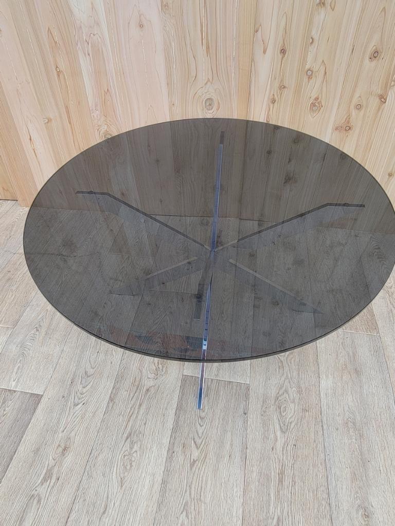 Leon Rosen Pace Collection Chrome JAXDouble X Base Tinted Glass Coffee