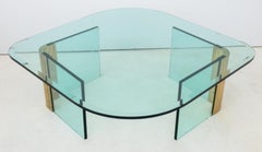 Leon Rosen Collection Paceal Table basse en verre et laiton