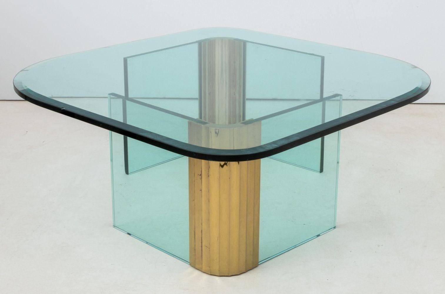 Leon Rosen Collection Paceal Table basse en verre et laiton en vente 2