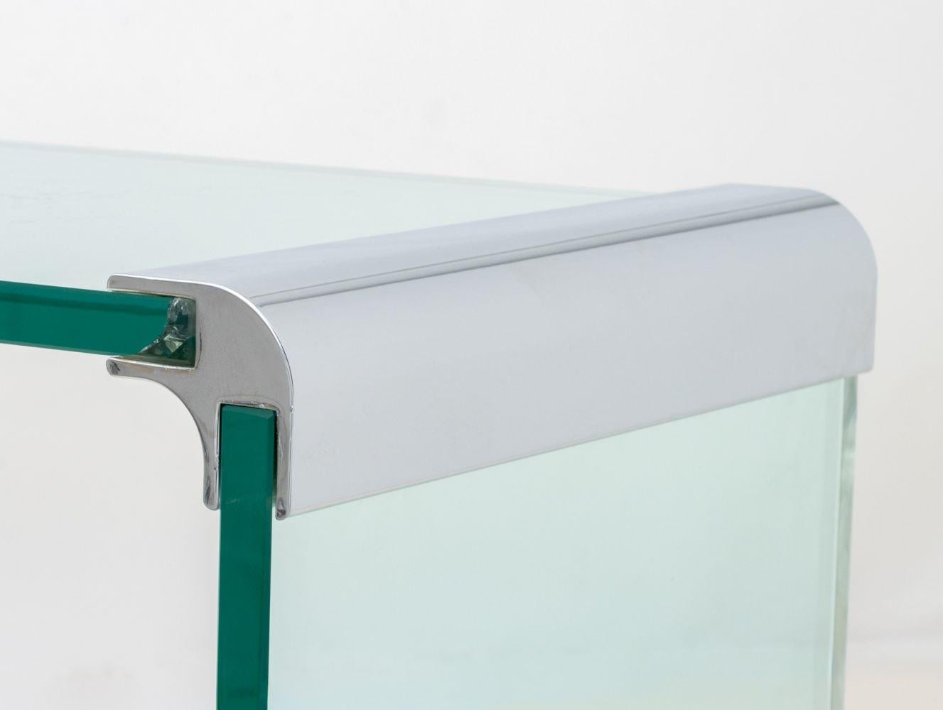 Leon Rosen Pace Collection Glass Waterfall Table In Good Condition For Sale In Astoria, NY