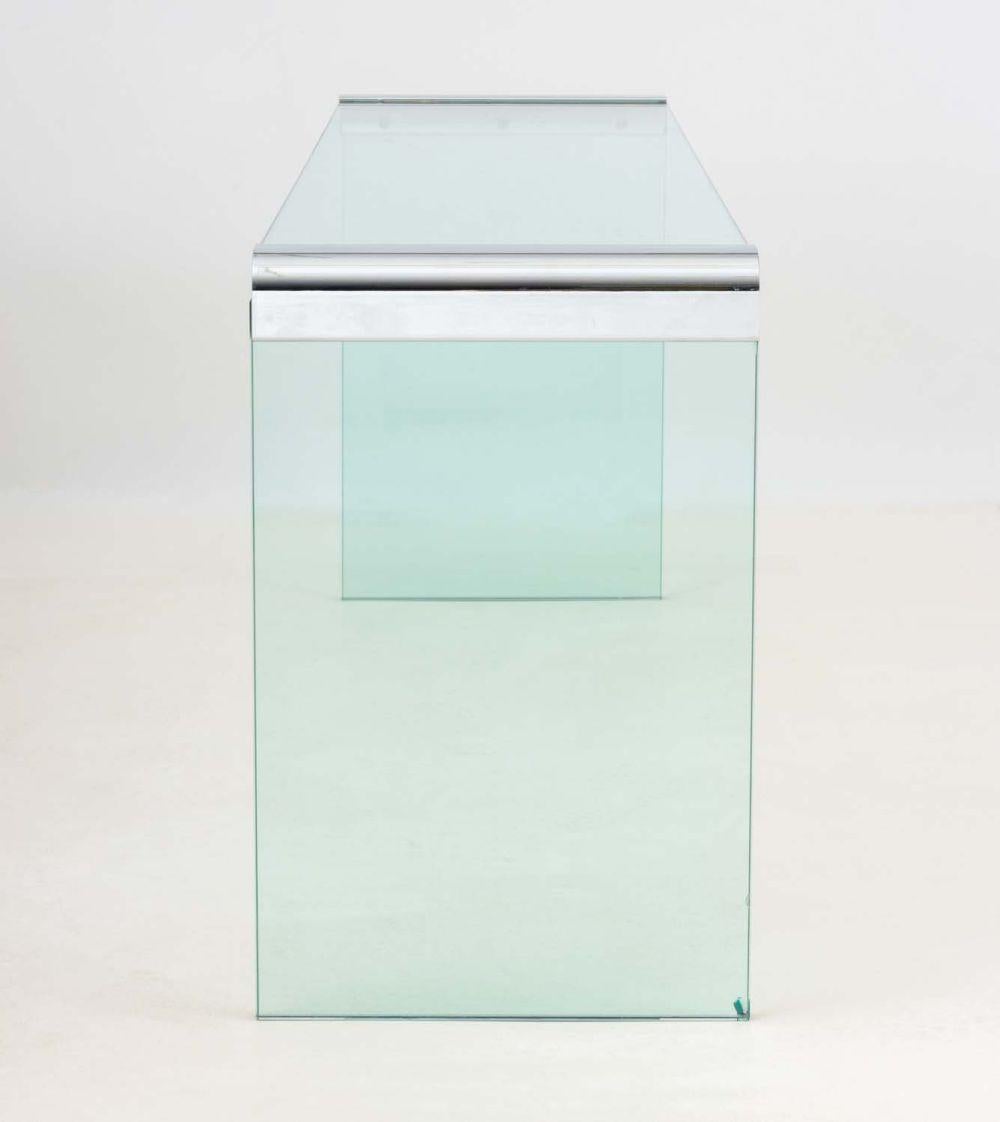 20th Century Leon Rosen Pace Collection Glass Waterfall Table For Sale
