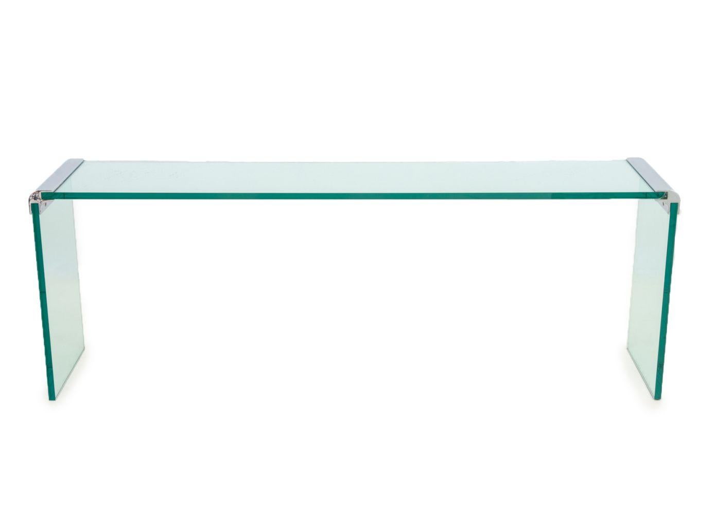 Leon Rosen Pace Collection Glass Waterfall Table For Sale 1