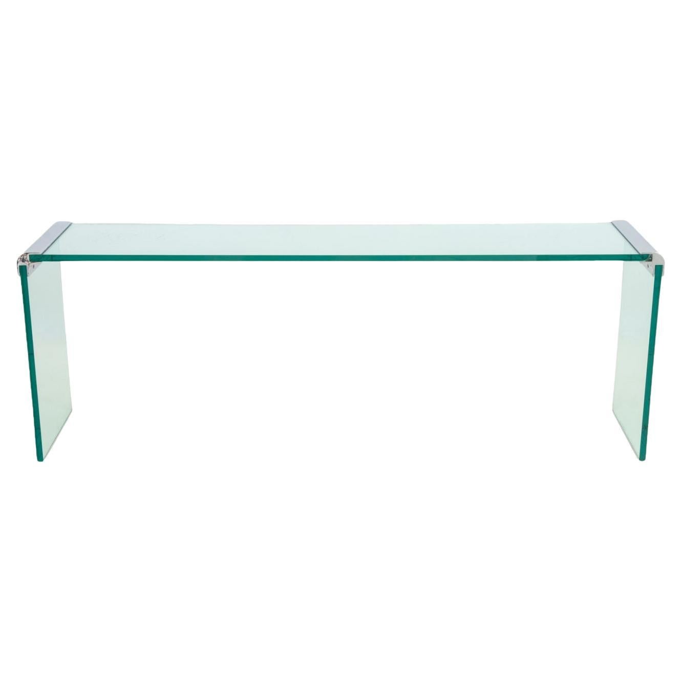 Leon Rosen Pace Collection Glass Waterfall Table For Sale