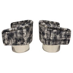 Sedie girevoli Leon Rosen Pace Collection con tappezzeria italiana Romo