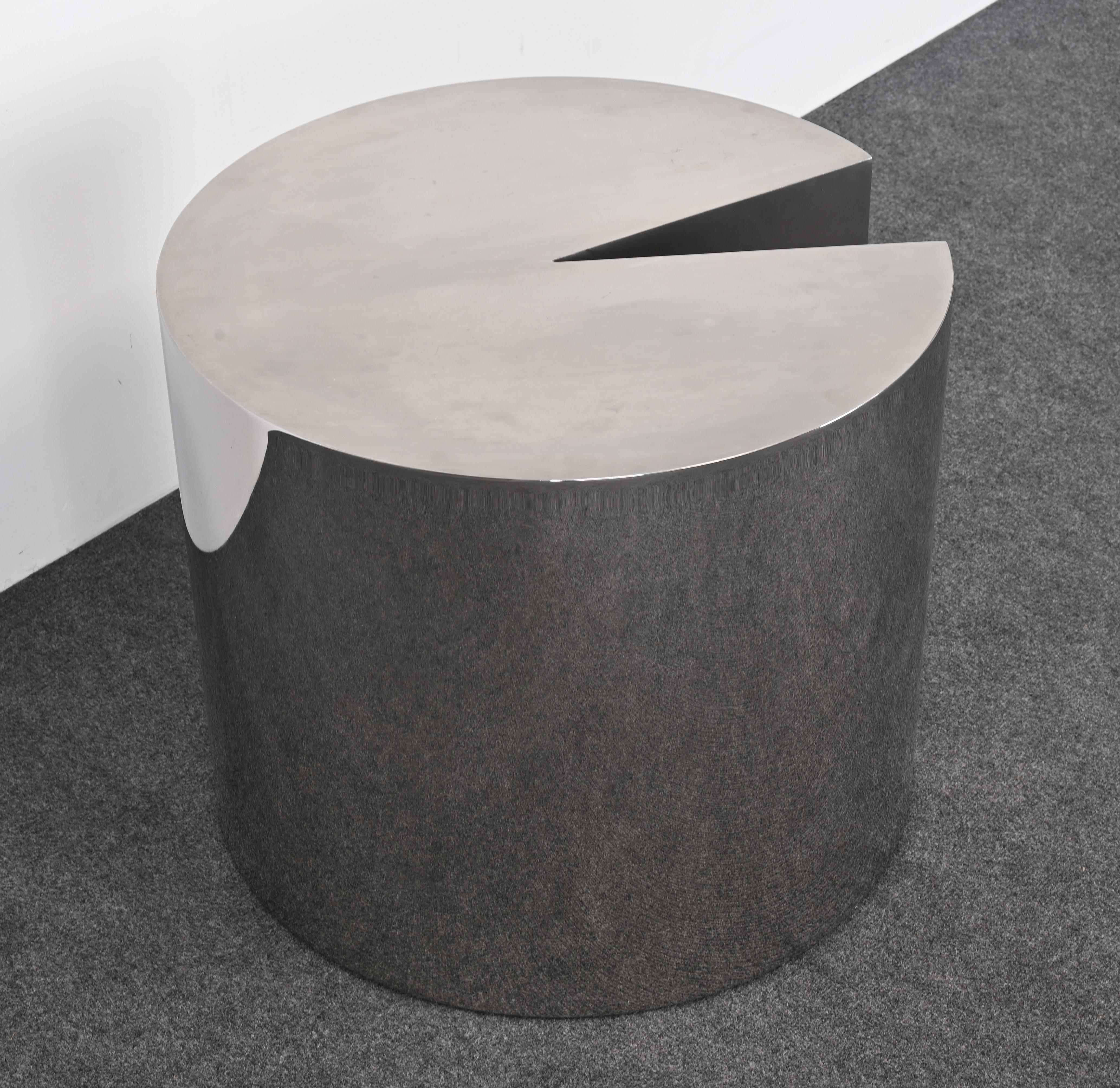 In der Art von Leon Rosen Pace „Pac Man“  Massiver Beistelltisch aus Edelstahl, 1980er Jahre im Zustand „Gut“ im Angebot in Hamburg, PA