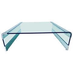 Leon Rosen Polished Chrome and Glass Waterfall Coffee Table for Pace Collection