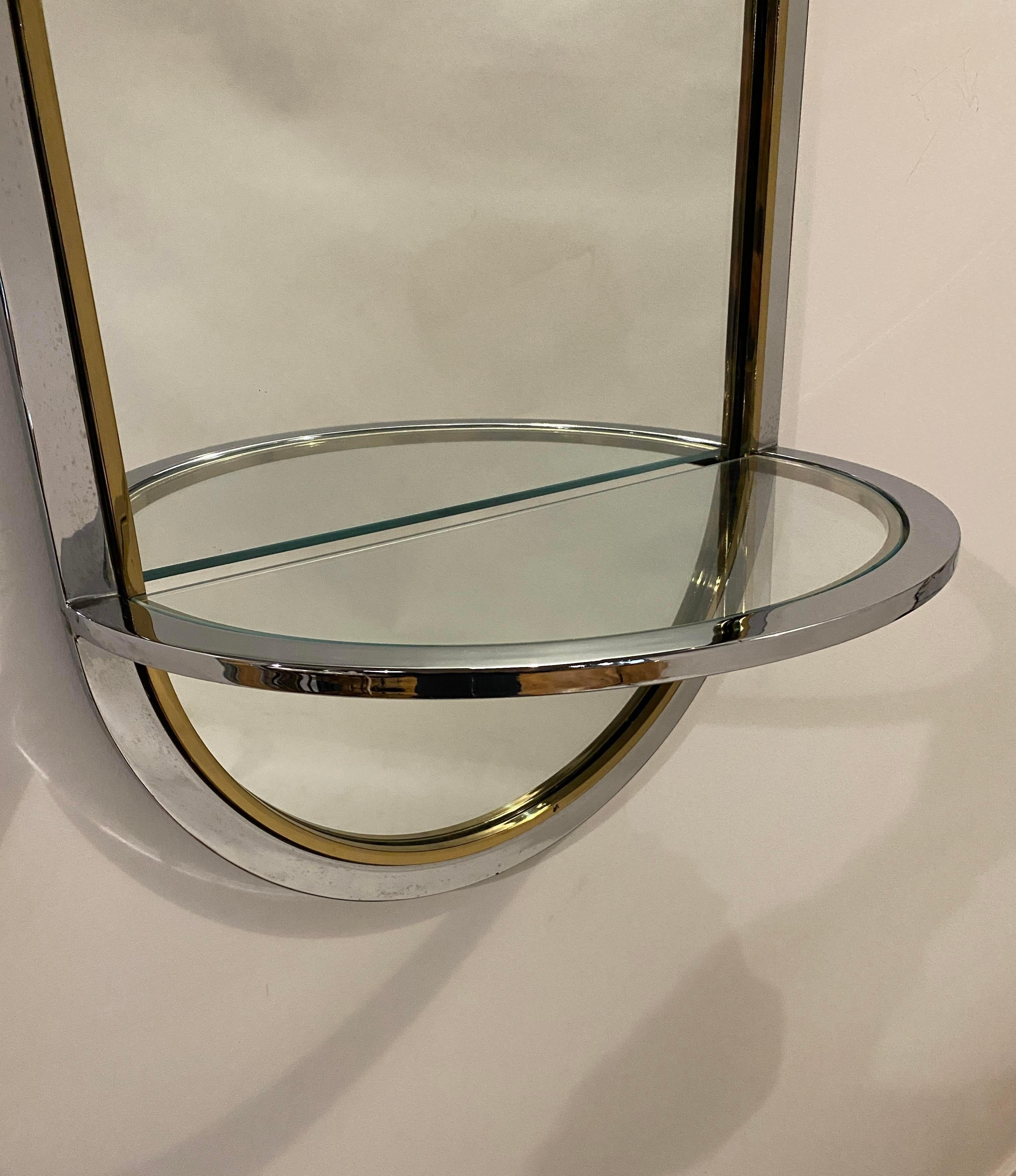 Polished Leon Rosen Racetrack Wall Mirror for Pace, 1970's For Sale