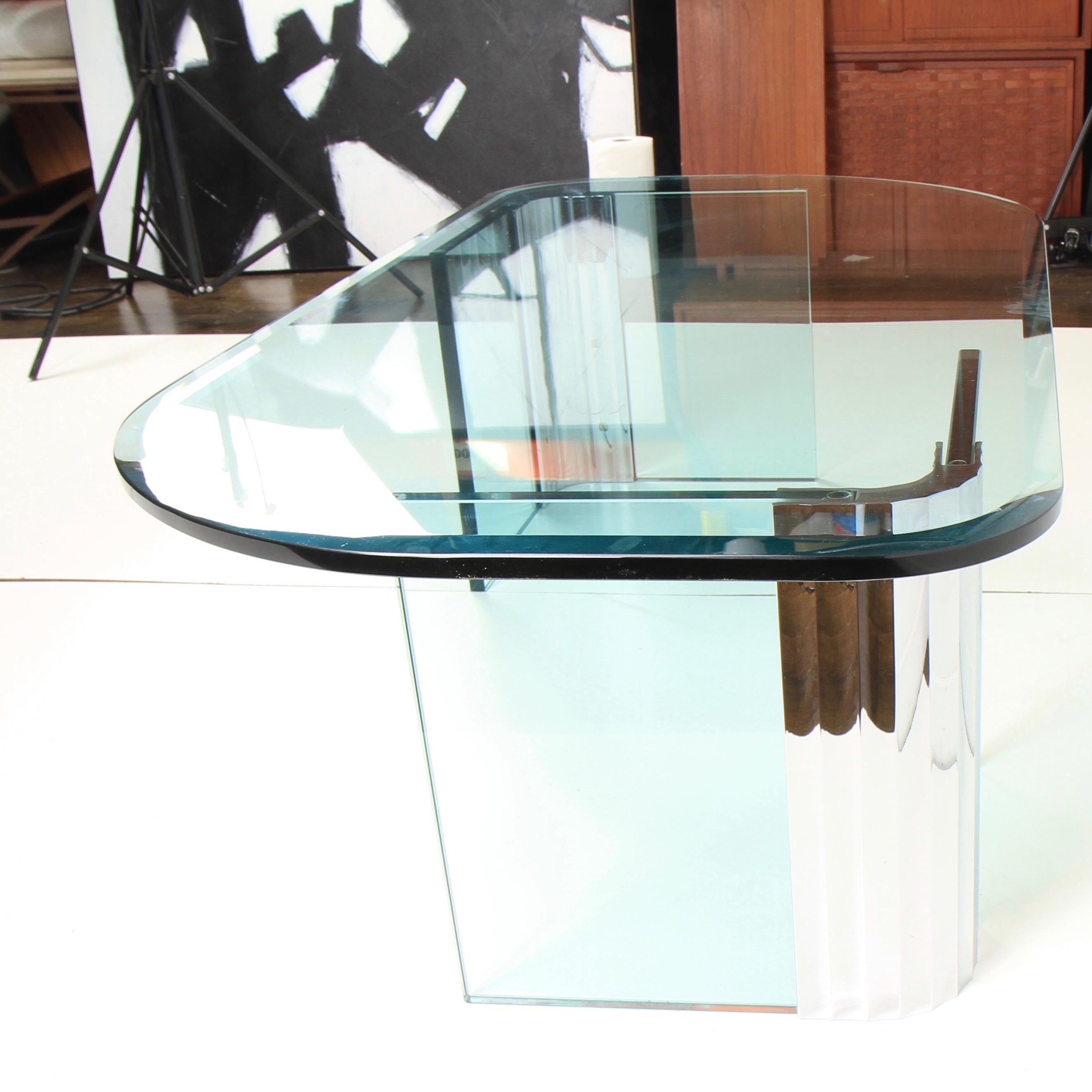 Leon Rosen Scalloped Chrome and Glass Coffee Table for Pace Collection 4