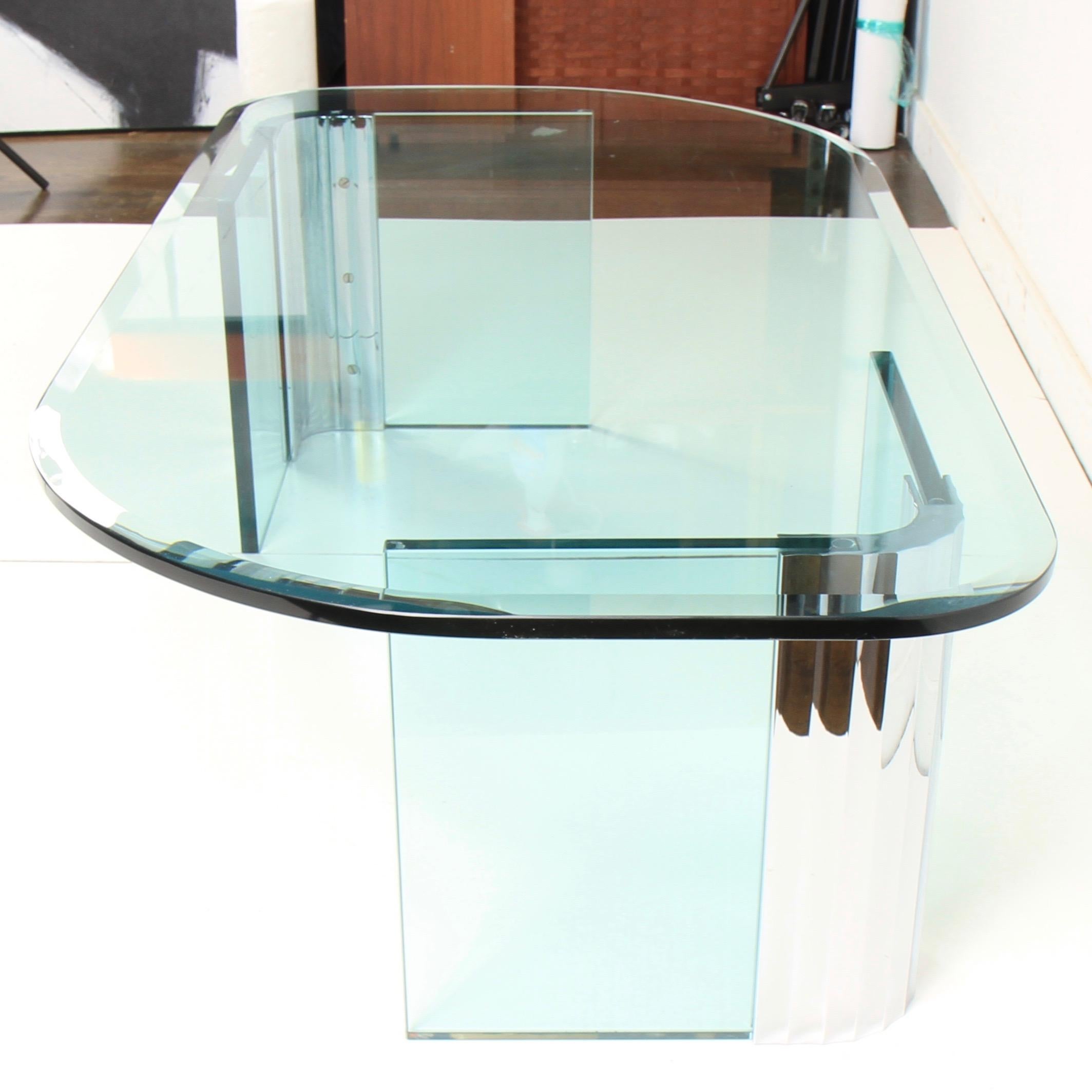Leon Rosen Scalloped Chrome and Glass Coffee Table for Pace Collection 5