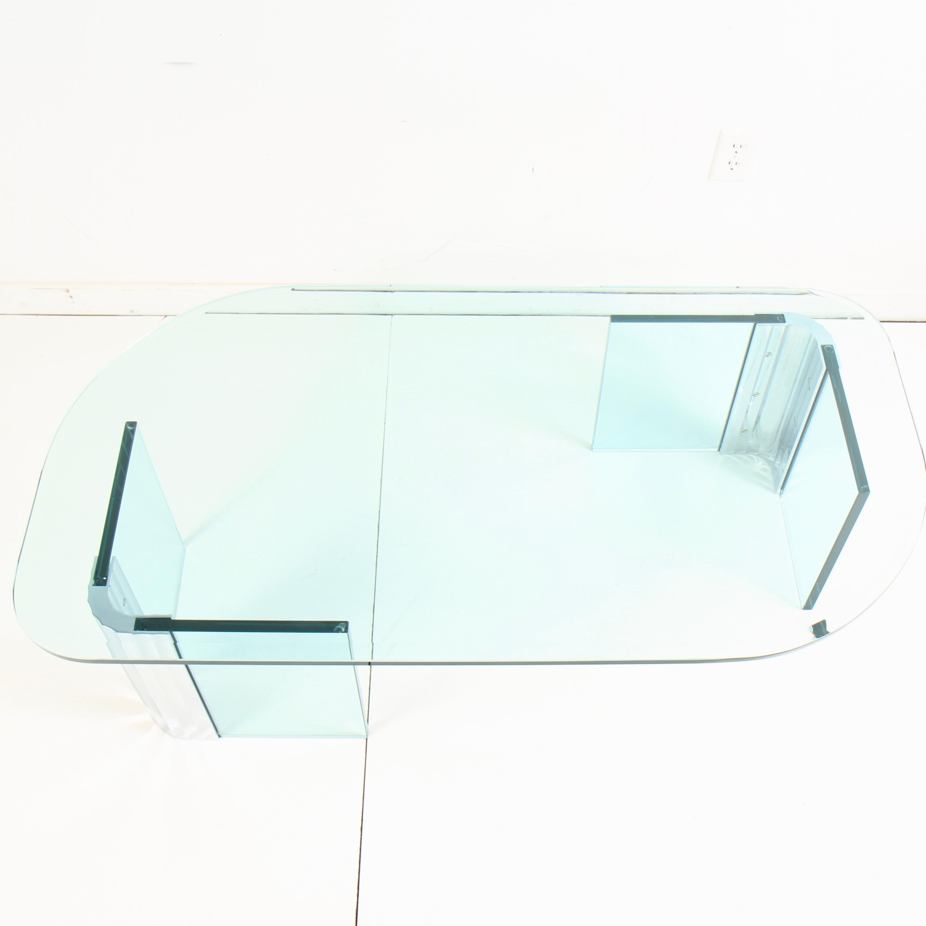 Leon Rosen Scalloped Chrome and Glass Coffee Table for Pace Collection 6